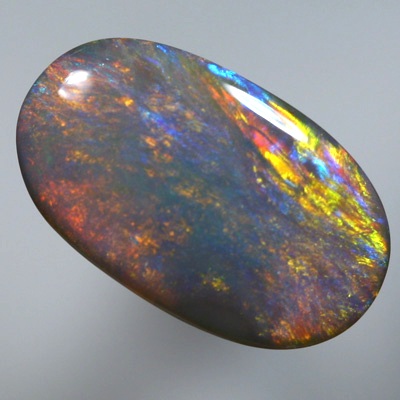 SOLID SEMI BLACK OPAL Burning red and copper over blue